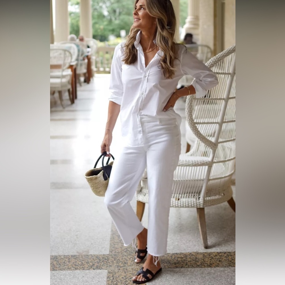 Frank & Eileen Kinsale The Trouser Italian Performance Linen White Size 10 - Picture 2 of 9
